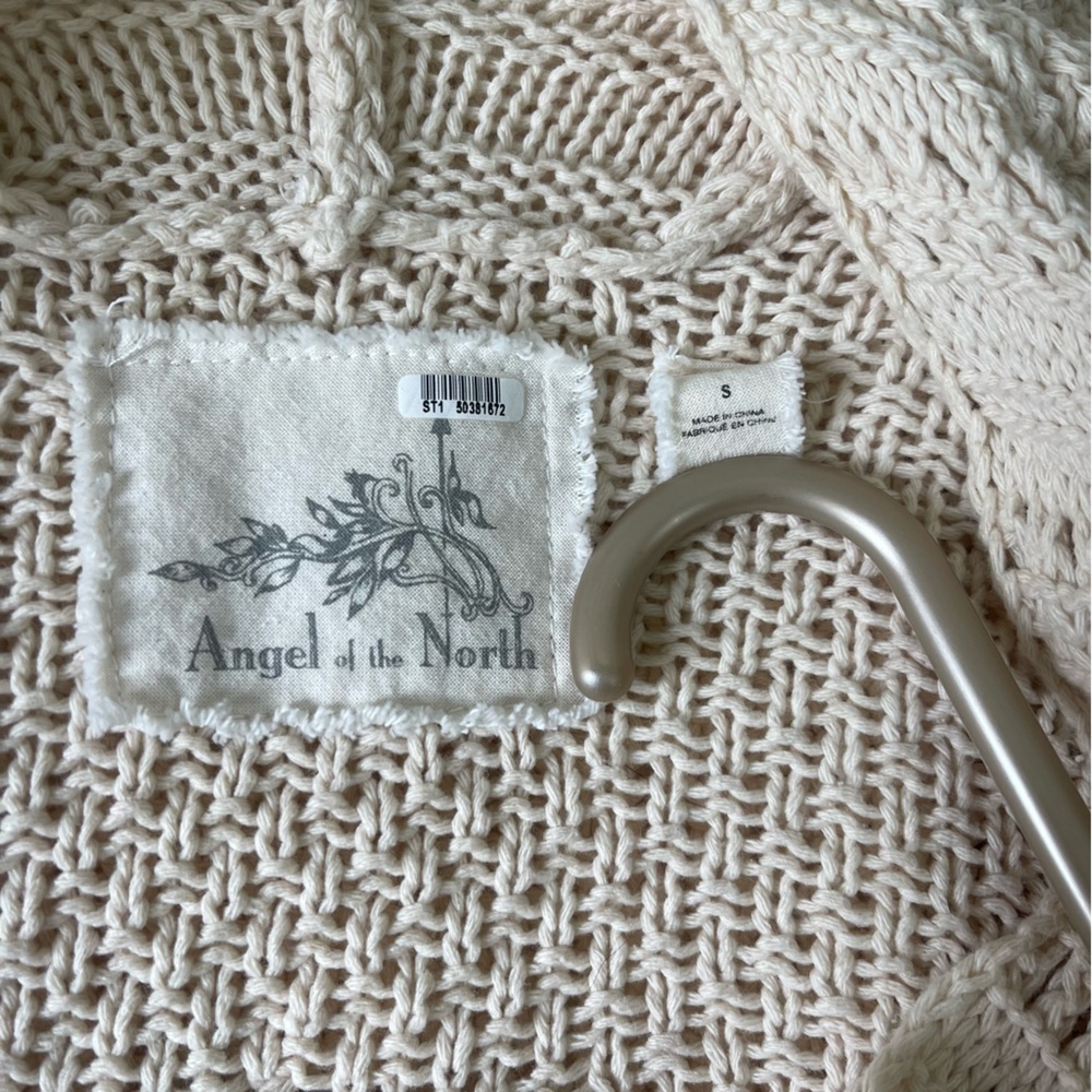 Anthropologie Angel of the North Silva Circle Cream Open Front Cardigan Size S - Picture 10 of 11
